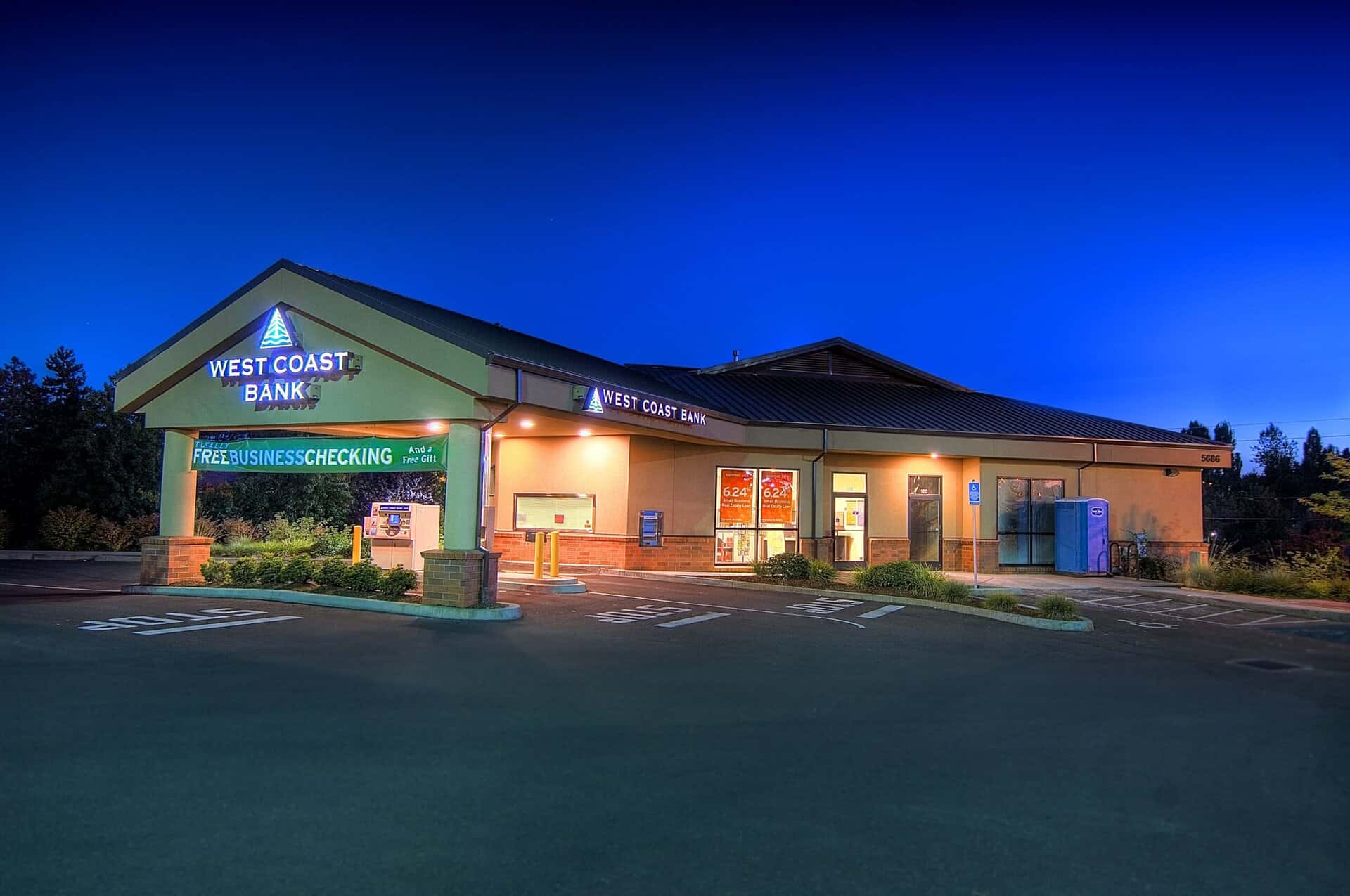 West Coast Bank dusk